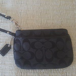 Coach Black Canvas Logo Mini Wristlet Coin Pouch